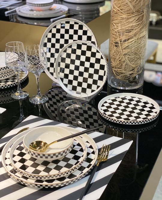 Onedekor Sufii Modern 24 Parça Bone Yemek Takımı Dama