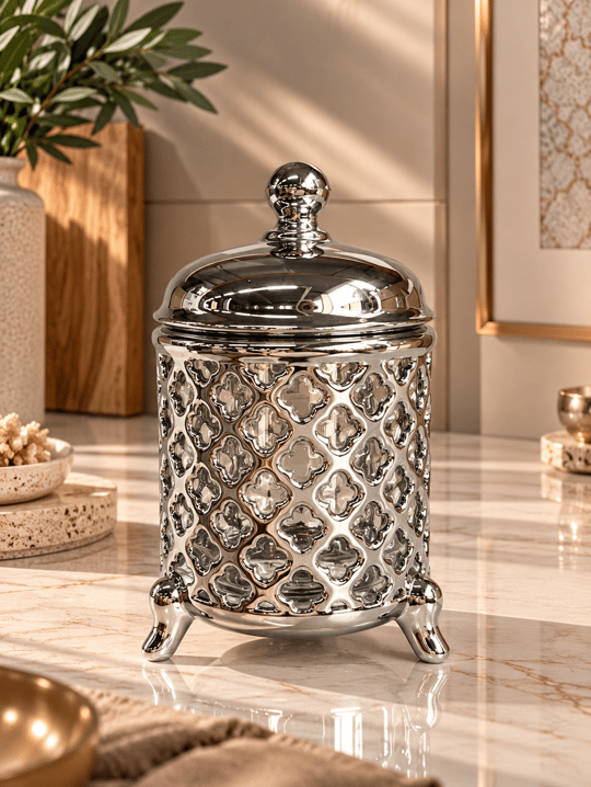 Silver Elegance Küçük Boy Dekoratif Kavanoz