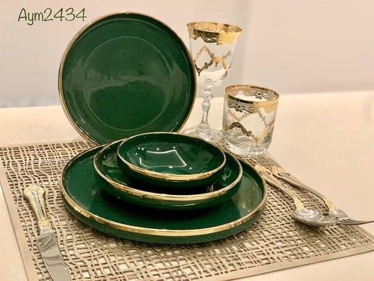 Sufii 24 Parça Bone Yemek Takımı Yeşil