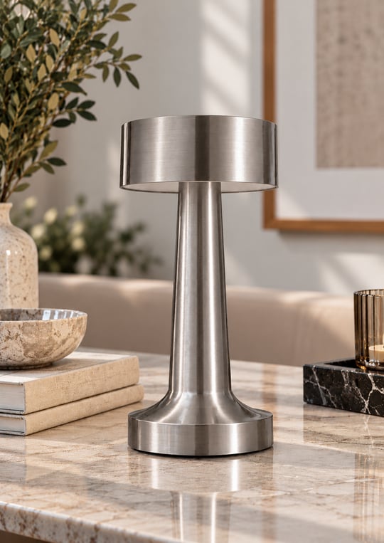 Vellora 3 Işık Modlu Şarjlı Kablosuz LED Masa Lambası - Silver