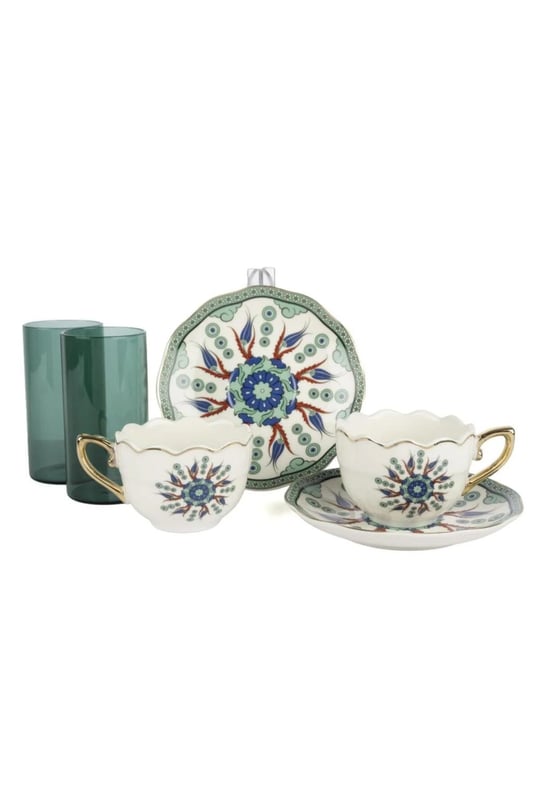 Verde Mosaic 2li Kahve ve Su Seti 90ml