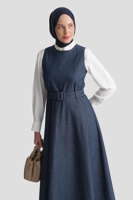 Denim Efektli Jile Lacivert