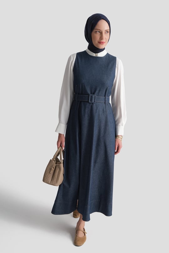 Denim Efektli Jile Lacivert