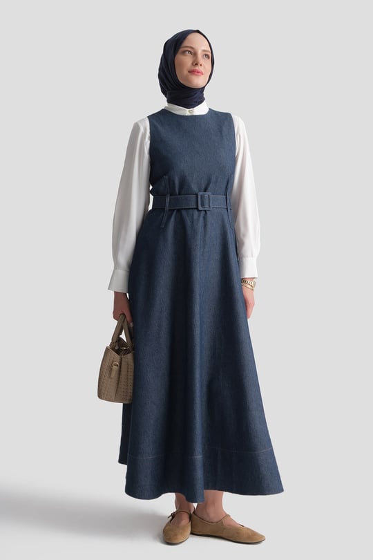 Denim Efektli Jile Lacivert