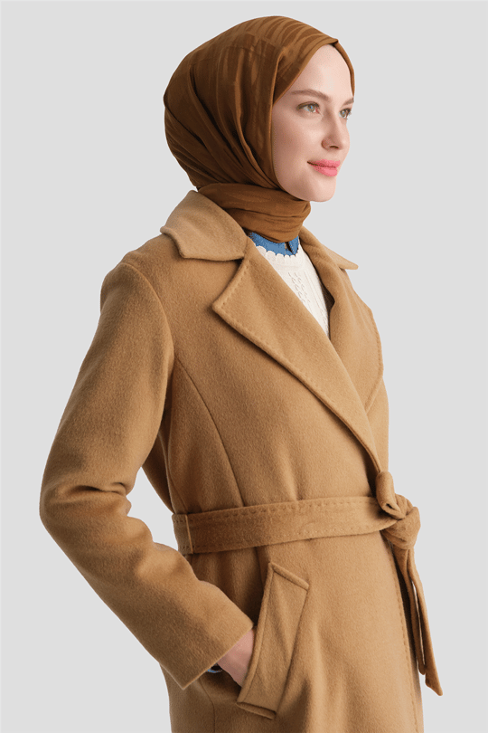 Uzun Yün Kaşe Kaban Camel 