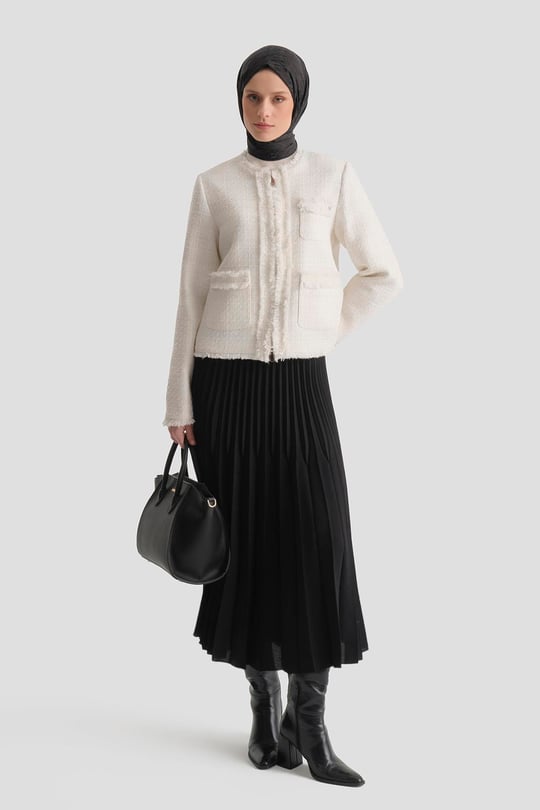 Tüvit Ceketli Takım Beyaz