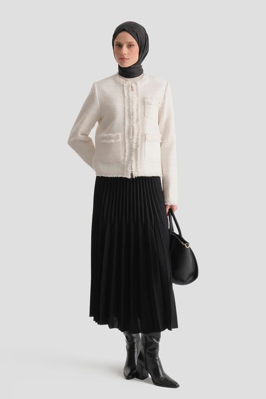 Tüvit Ceketli Takım Beyaz