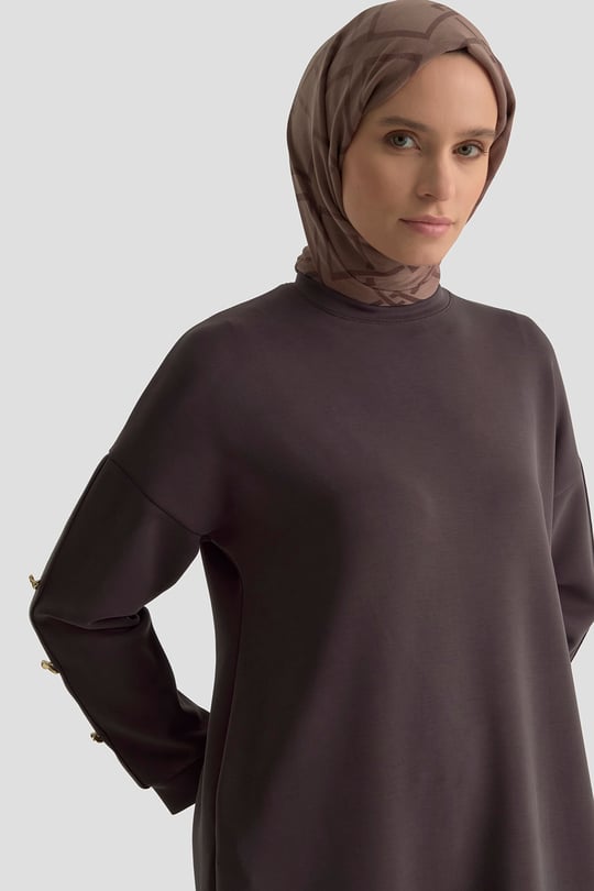 Modal Karışımlı Aksesuarlı Takım Acı Kahve 