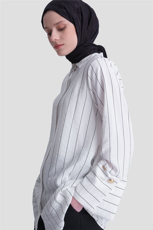 Çizgili Tunik Beyaz