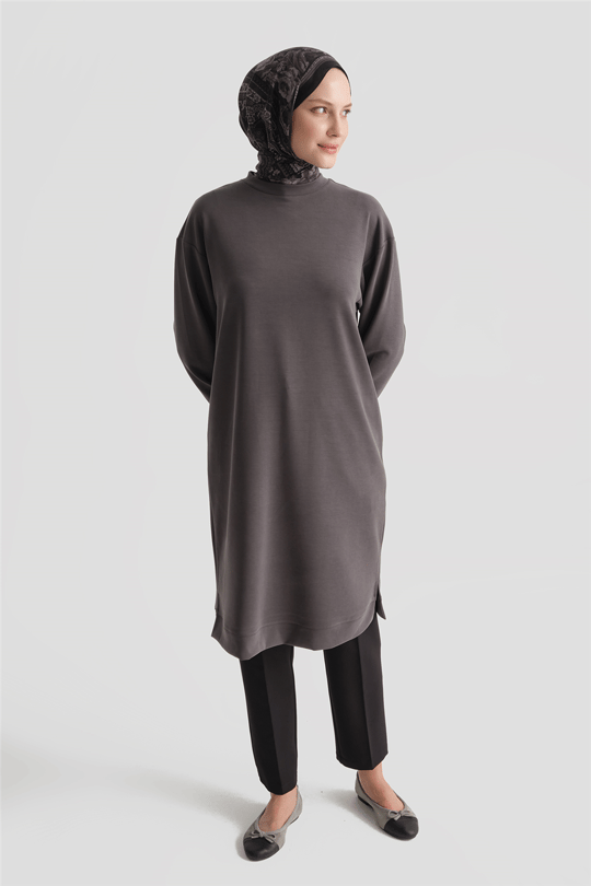 Modal Karışımlı Basic Tunik Antrasit 
