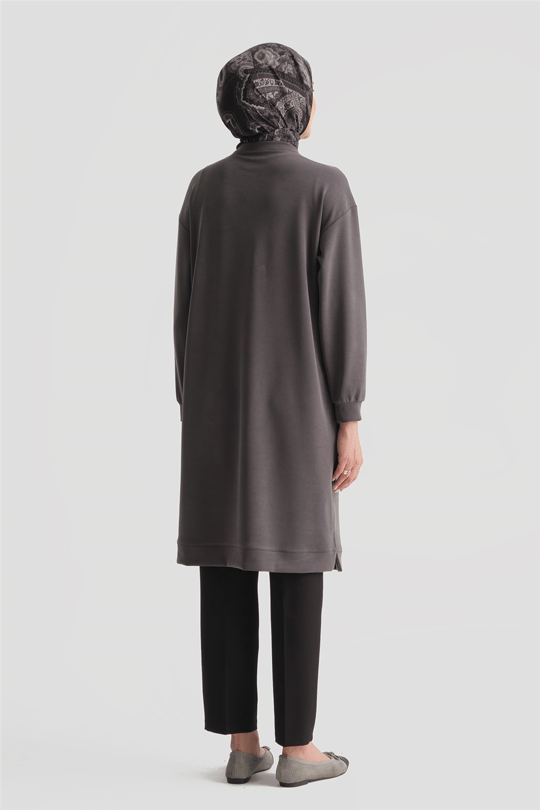 Modal Karışımlı Basic Tunik Antrasit 