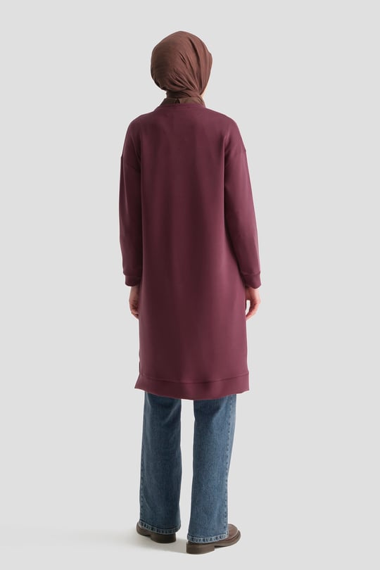 Modal Karışımlı Basic Tunik Bordo 