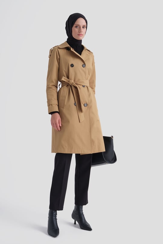 Basic Kısa Trençkot Camel
