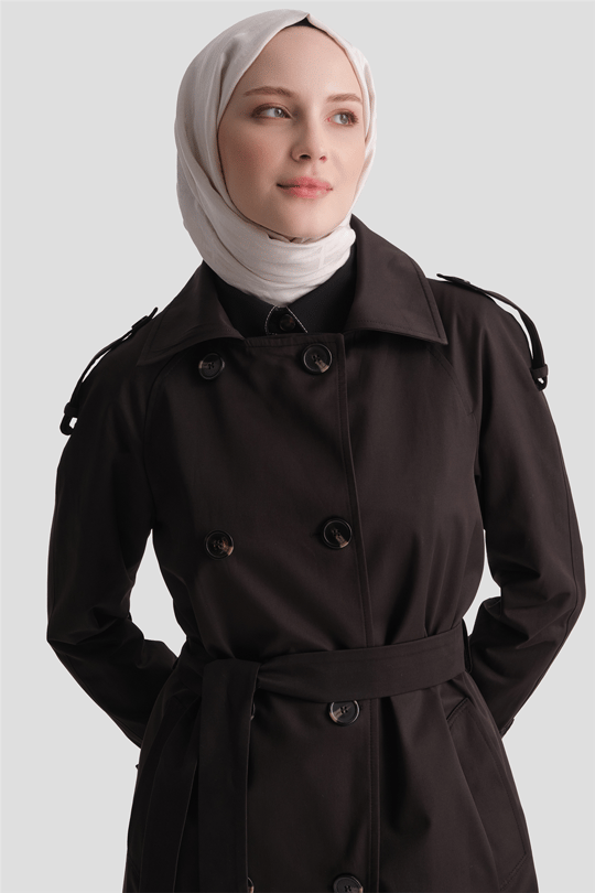 Basic Kısa Trençkot Siyah