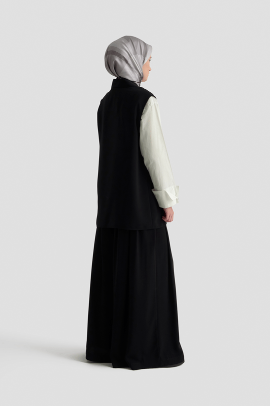 Düğmeli Oversize Yelek Siyah 