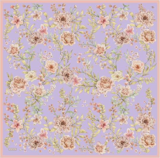 Armine Çiçek Desenli Saf İpek Twill Eşarp 9347D 50