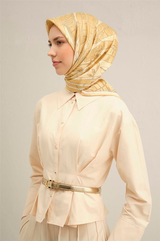 Armine Çiçek Desenli Saf İpek Twill Eşarp 9353D 35
