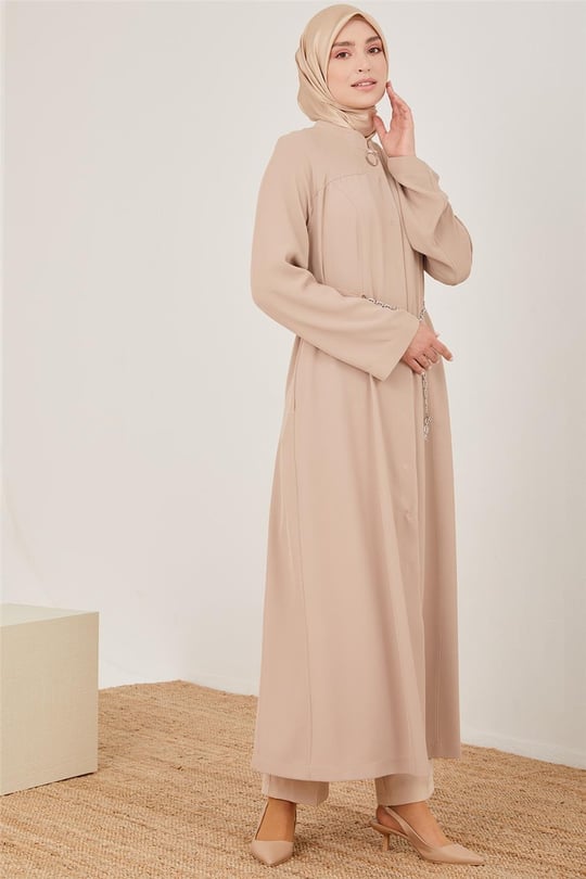 Armine Logolu Kemerli Kup Detaylı Pardösü 23Y8309 Bej