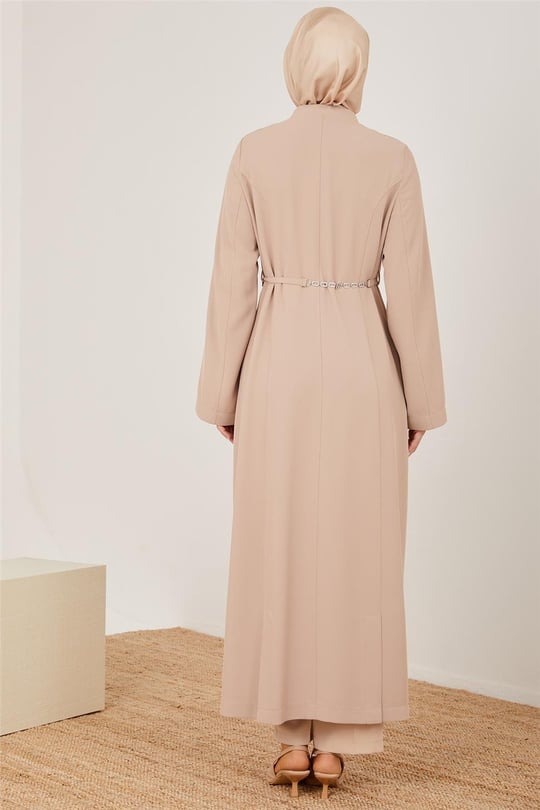Armine Logolu Kemerli Kup Detaylı Pardösü 23Y8309 Bej