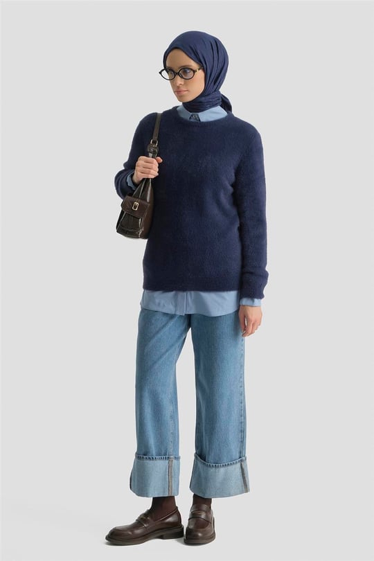 Armine Dokulu Basic Kazak 25KD6025 Lacivert