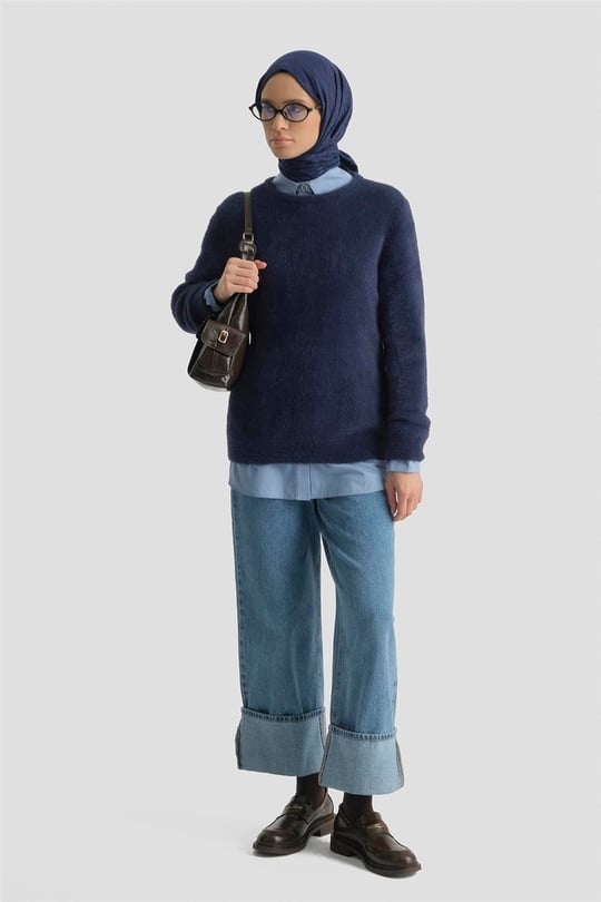 Armine Dokulu Basic Kazak 25KD6025 Lacivert