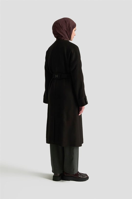 Armine Seyyar Ribana Yakalı Kaban 25K7606 Siyah 