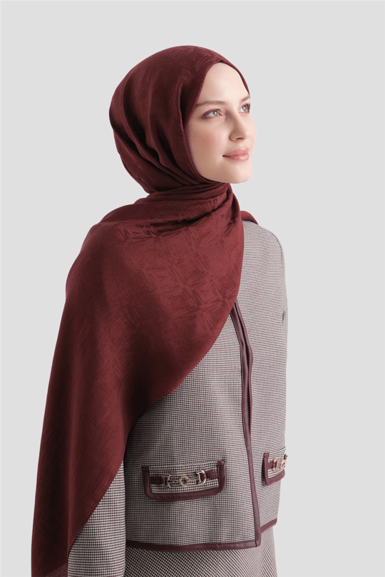 Armine Lyocell Naia Kare Monogram Şal 6 32 Bordo