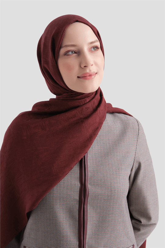 Armine Lyocell Naia Kare Monogram Şal 6 32 Bordo