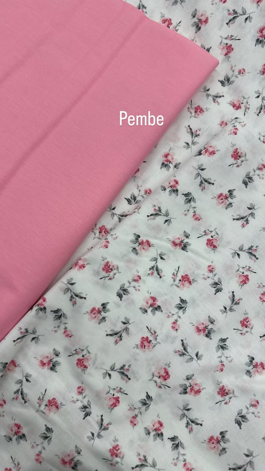 Beyaz Zemin Pembe Çiçek Nd15 Desenli Akfil Kumaş
