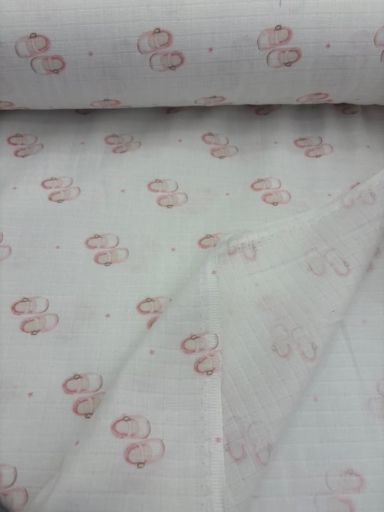 Pembe Balerin Pabuç Desenli Müslin Bezi