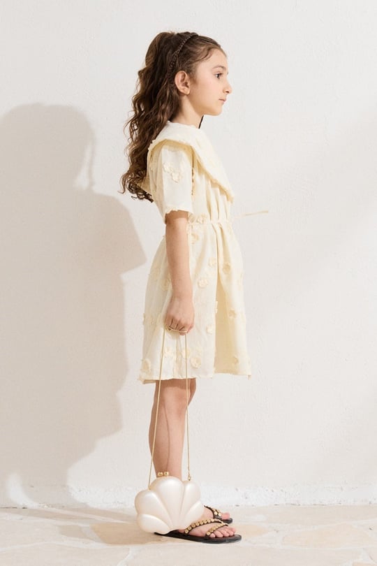 Brode Yaka Detaylı Elbise - Butter Yellow