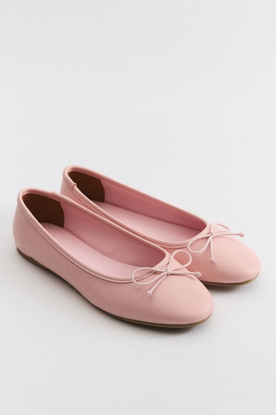 Fiyonklu Deri Mat Babet - Pembe