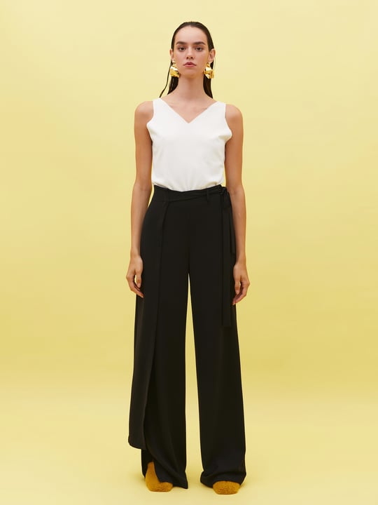 TBA Straight Wide Leg Cuffed Dress Pants for Women High Waist Bow Knot  Paper Bag Trousers Casual Business Pants with Pockets Black at   Women's Clothing store