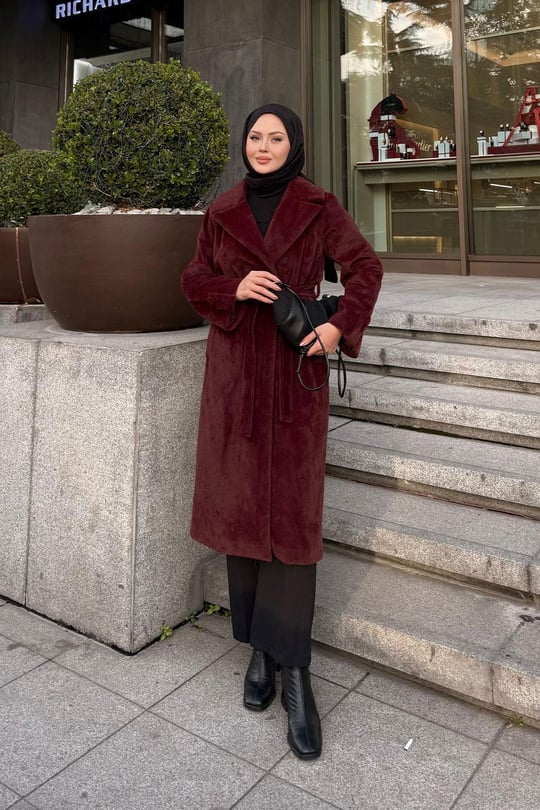 Apoletli Uzun Kaban Bordo
