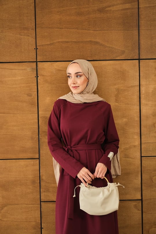 Arma Detay Elbise Bordo