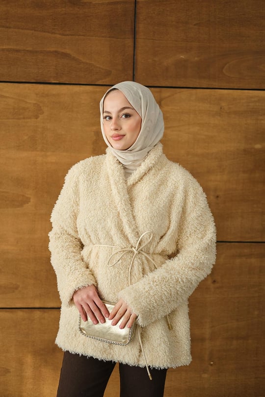 Astarlı İki İplik Ceket Krem