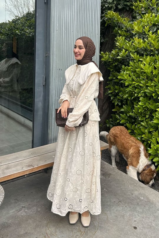 Bebe Yaka Dantel Detay Takım Krem