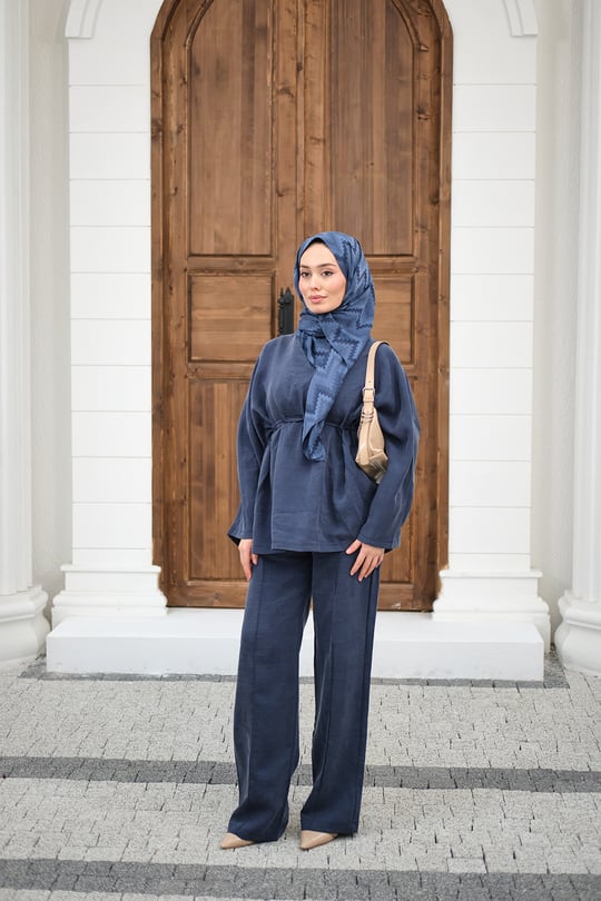 Beli Ayarlanabilir Büzgü Detay Takım Lacivert