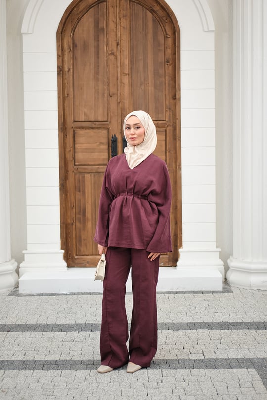 Beli Ayarlanabilir Büzgü Detay Takım Mürdüm