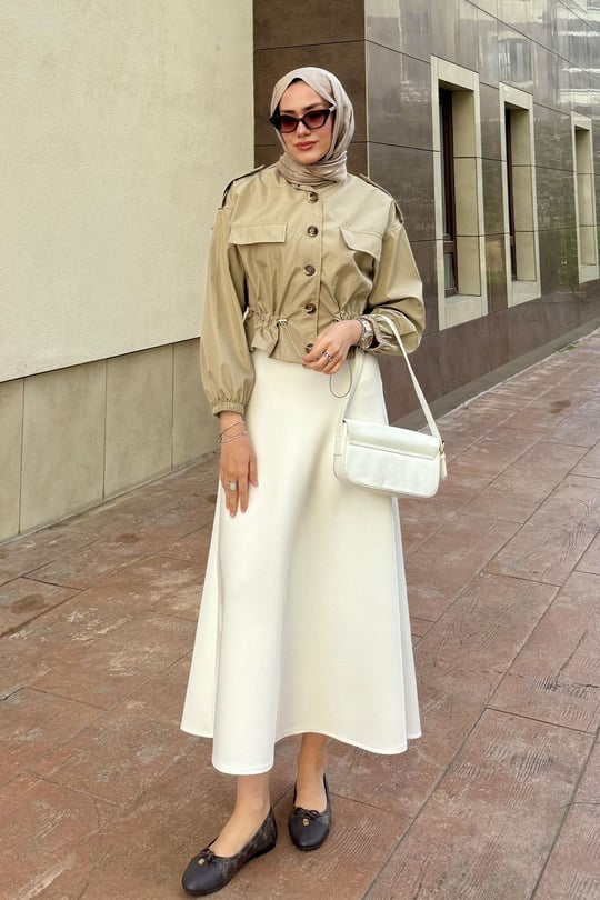 Beli Lastikli Scuba Etek Beyaz