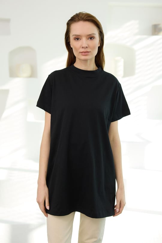 Bisiklet Yaka Basic Kısa Kollu İçlik Siyah