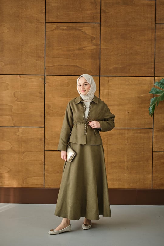 Bluz Kancalı Nubuk Takım Yeşil