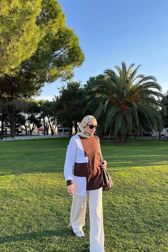 Gömlek Detay Cepli Tunik Kahverengi