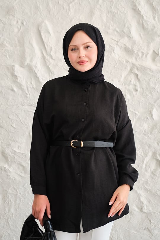 Hakim Yaka Basic Gömlek Siyah