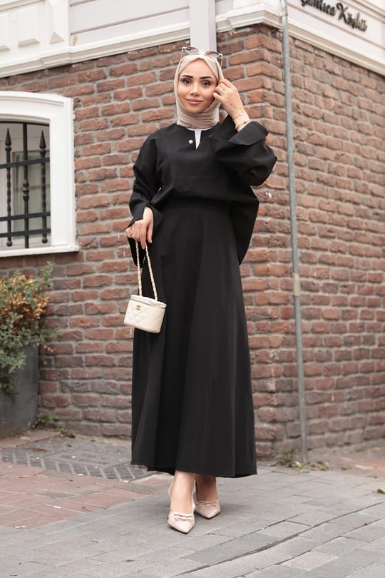 İnci Detaylı Takım  Siyah