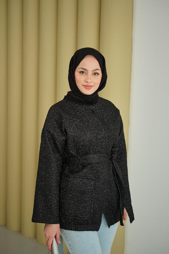 Jakar Çıtçıtlı Ceket Siyah