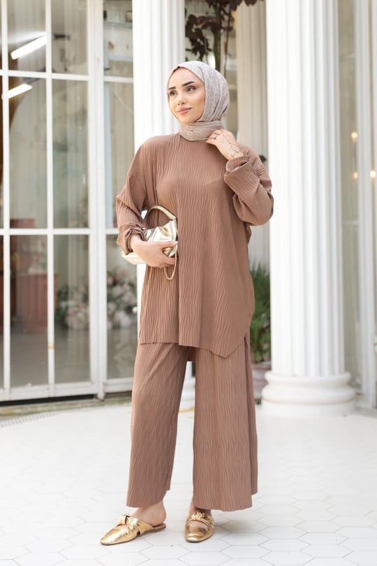 Kabarık Kumaş Takım Vizon