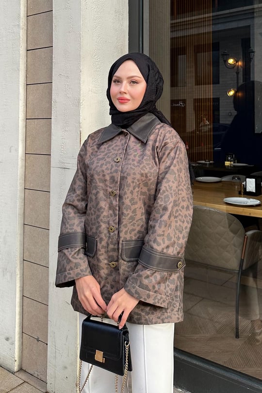 Kolları Apoletli Trenç Leopar