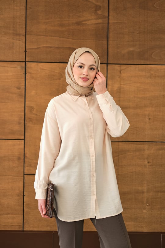 Rita Kraş Gömlek Krem