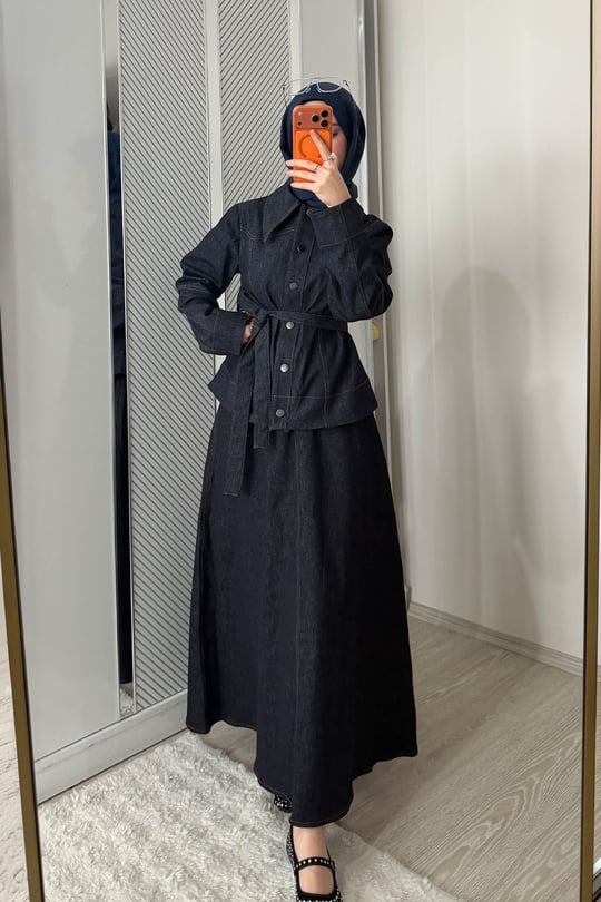 Süs Dikiş Detay Kot Takım Lacivert